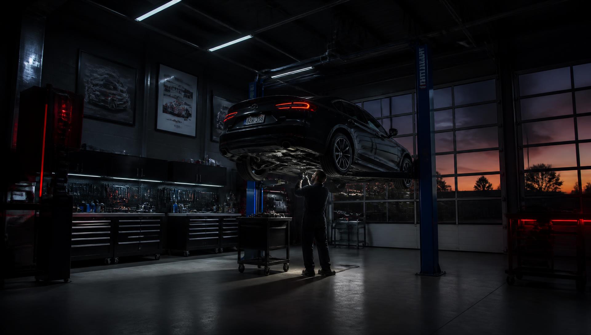 Kochhar Motors workshop with a car on the hoist