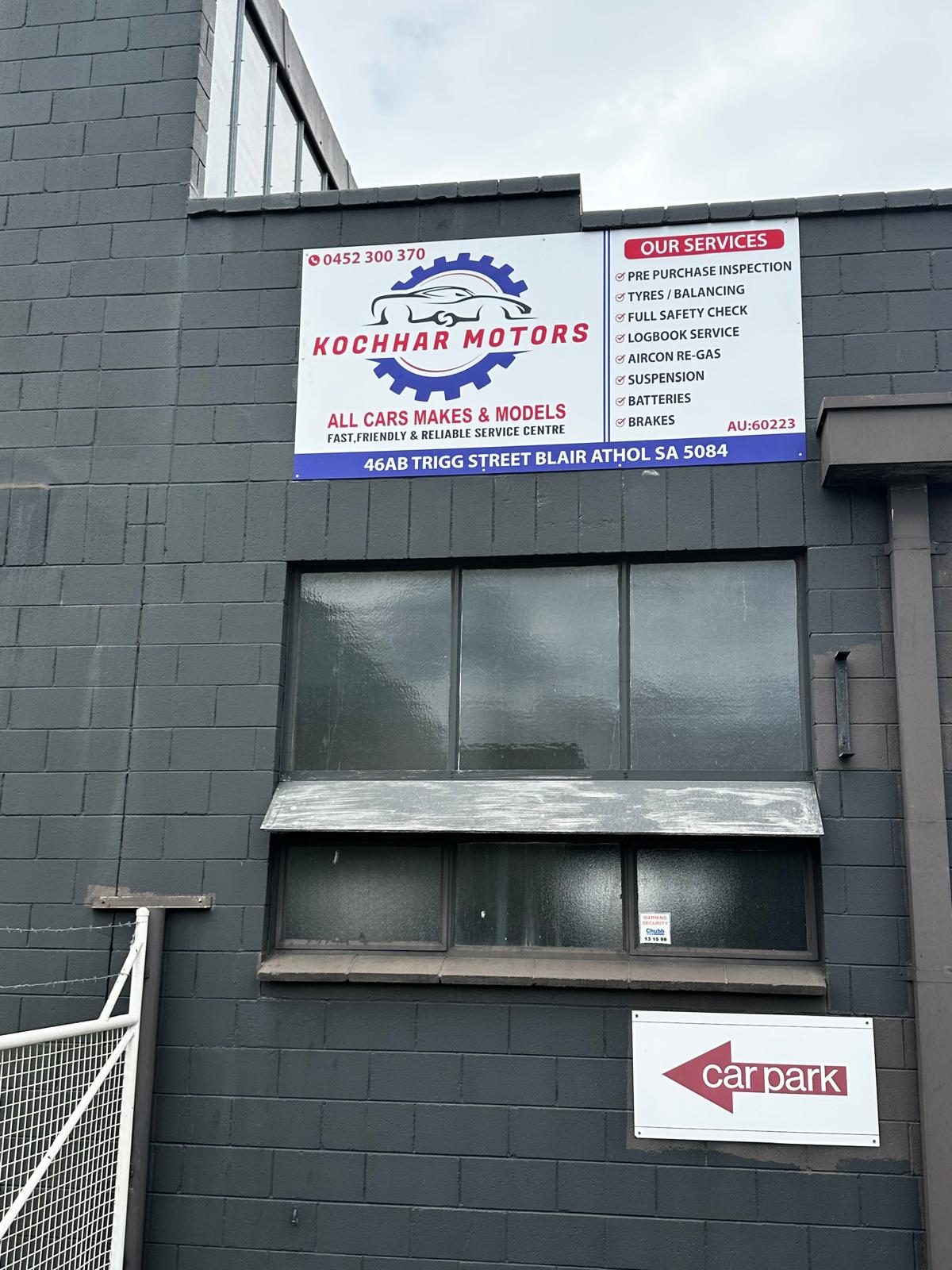 Kochhar Motors signage at 46AB Trigg Street, Blair Athol